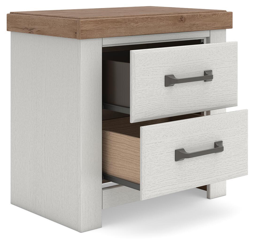 Savonport - Two Drawer Night Stand - White / Brown, photo 3 of 7