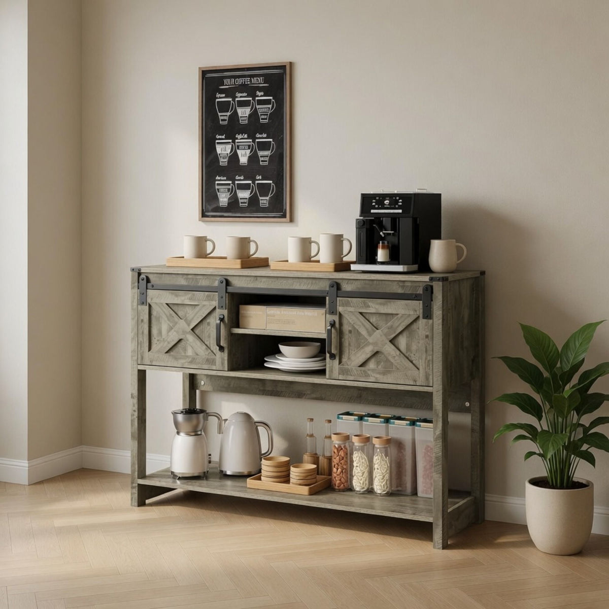 Farmhouse Entryway Table With Sliding Barn Door, photo 26 of 40