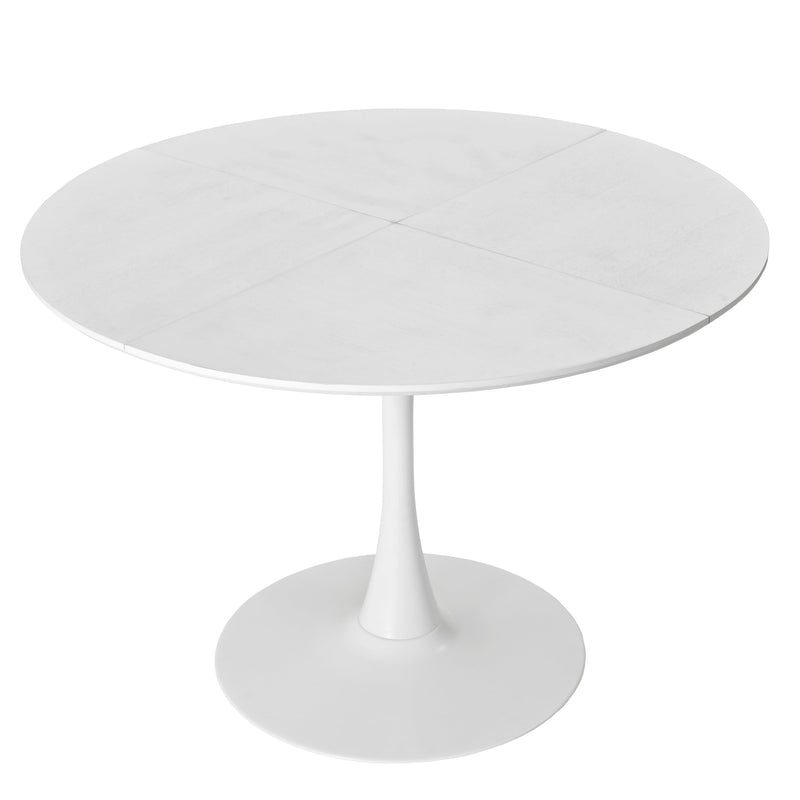 47.24"Modern Round Dining Table,Four Patchwork Tabletops with White Color Solid Wood Grain Table Top,Metal Base Dining Table, End Table Leisure Coffee Table