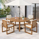 5 Piece Outdoor Patio Dining Set With 4 Armchairs And Table - Beige by HouseOfZazla