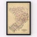 Vintage Map of Aroostook County, Maine 1885