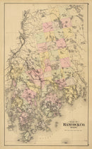 Vintage Map of Hancock County, Maine 1885