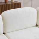 L-Shaped Sectional Sofa With Removable Ruffled Skirt, Flared Arms, Ottoman - White by HouseOfZazla
