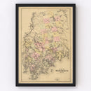 Vintage Map of Hancock County, Maine 1885