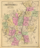 Vintage Map of Kennebec County, Maine 1885