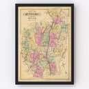 Vintage Map of Kennebec County, Maine 1885