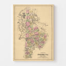 Vintage Map of Oxford County, Maine 1885
