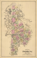 Vintage Map of Oxford County, Maine 1885