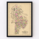 Vintage Map of Oxford County, Maine 1885