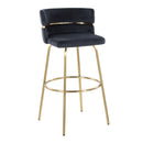 Cinch - Glam / Art Deco Fixed Height Barstool With Swivel With Round Footrest (Set of 2) by HouseOfZazla