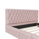2-Pieces Bedroom Sets Queen Size Upholstered Bed with Rectangular Upholstered Ottoman for Bedroom,Pink