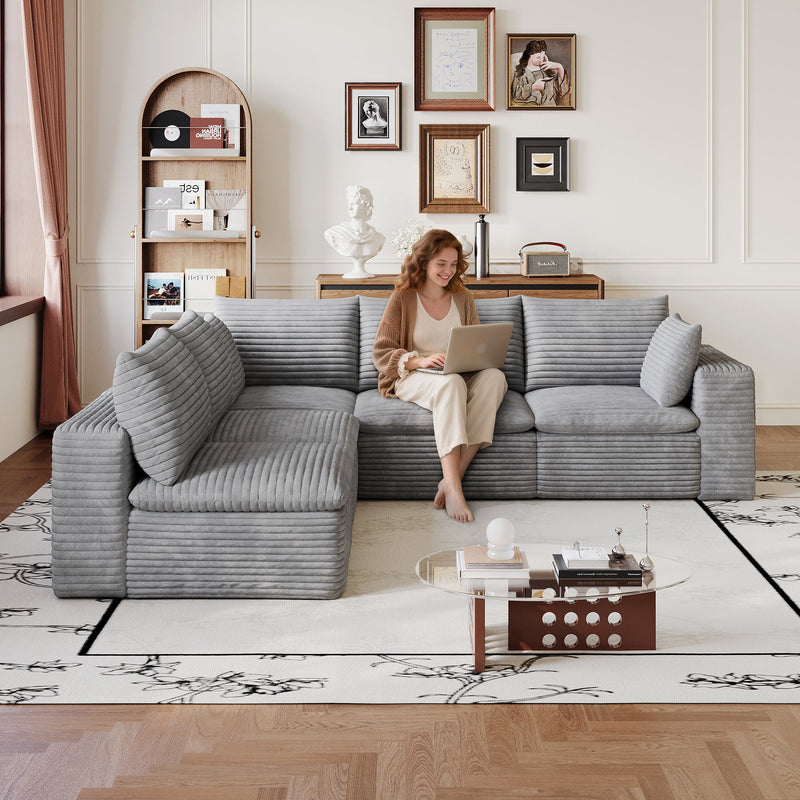 Cloud Sofa - 99*103" Corduroy Fabric, photo 2 of 10