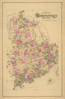 Vintage Map of Washington County, Maine 1885