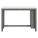 3-piece Counter Height Dining Table Set with Built-in Storage Shelves, One Faux Marble Top Dining Table and 2 counter chairs with footrest,Grey