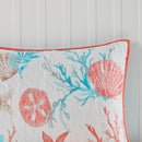6 Piece Cotton Sateen Quilt Set with Throw Pillows Coral Full/Queen