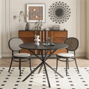 42.13" Modern Cross Leg Round Dining Table, Black Top Occasional Table, Two Piece Removable Top, Matte Finish Iron Legs