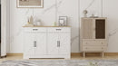 47.95" Farmhouse Buffet Cabinet Storage Sideboard with 2 Drawers and 4 Doors for Dining Living Room Kitchen Cupboard-White