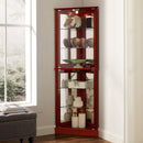 Corner Curio Dispaly Cabinet With Lights, Adjustable Tempered Glass Shelves, Mirrored Back (E26 Light Bulb Not Included) by HouseOfZazla