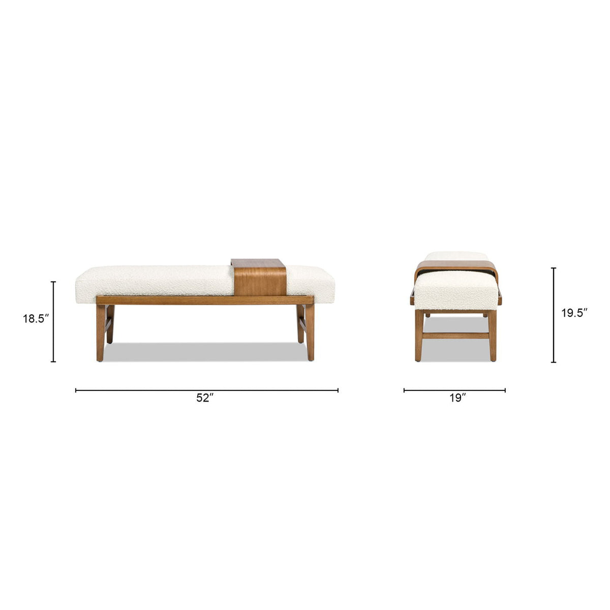 Billie - Modern Telephone Bench With Sliding Shelf - Ivory White, photo 5 of 10