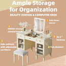 Multi Functional 2 In 1 Vanity Desk With Flip Top Mirror Material - White Oak by HouseOfZazla