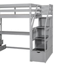 Loft Bed With Desk, Shelves, 2 Drawers, Storage Staircase by HouseOfZazla