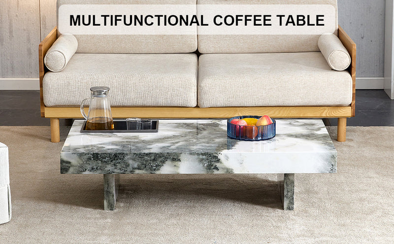 A modern and practical coffee table with black and white patterns. Made of MDF material. The fusion of elegance and natural fashion 47.2"x 23.6"x 12 "