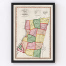 Vintage Map of Columbia County, New York 1839