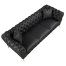 88.5" Modern Sofa Couch PU Upholstered Sofa with Sturdy Metal Legs, Button Tufted Back, 3 Seater Sofa Couch for Living Room, Apartment, Home Office, Black