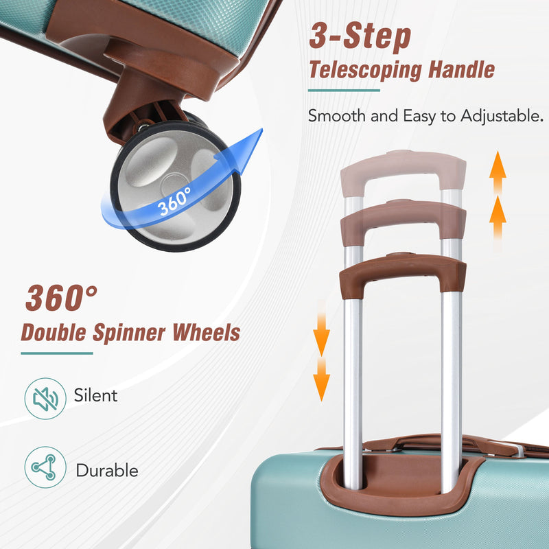 20 IN Luggage 1 Piece with TSA lock, Lightweight Suitcase Spinner Wheels,Carry on Vintage Luggage,Blue Green