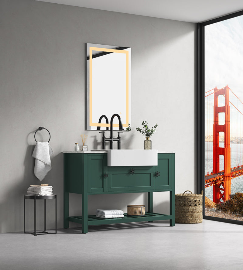 40x24 LED Lighted Bathroom Wall Mounted Mirror with High Lumen+Anti-Fog Separately Control+Dimmer Function