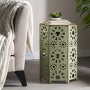 Galore 14' Side Table with Sunburst Cut Out Design, Green