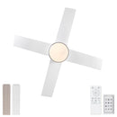 Ceiling Fan With Remote Control, Reversible DC Motor, 6 Speeds, 3 Dimmable LED, Quiet Timer For Indoor - White