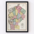 Vintage Map of Jefferson County, New York 1840
