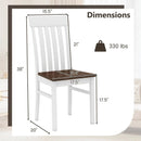 Set of 2 Kitchen Armless Dining Chairs with Slatted High Backrests-White by LJGDeals