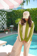 Palms & Poolside - Green Stripe Trucker Hat