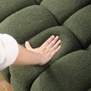 84.3 length, 35.83" deepth, human body structure for USA people, marshmallow sofa,boucle sofa, 3 seater, OLIVE GREEN BOUCLE