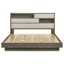 Eastern King Bed Bookcase Headboard With Hidden Storage - Oak