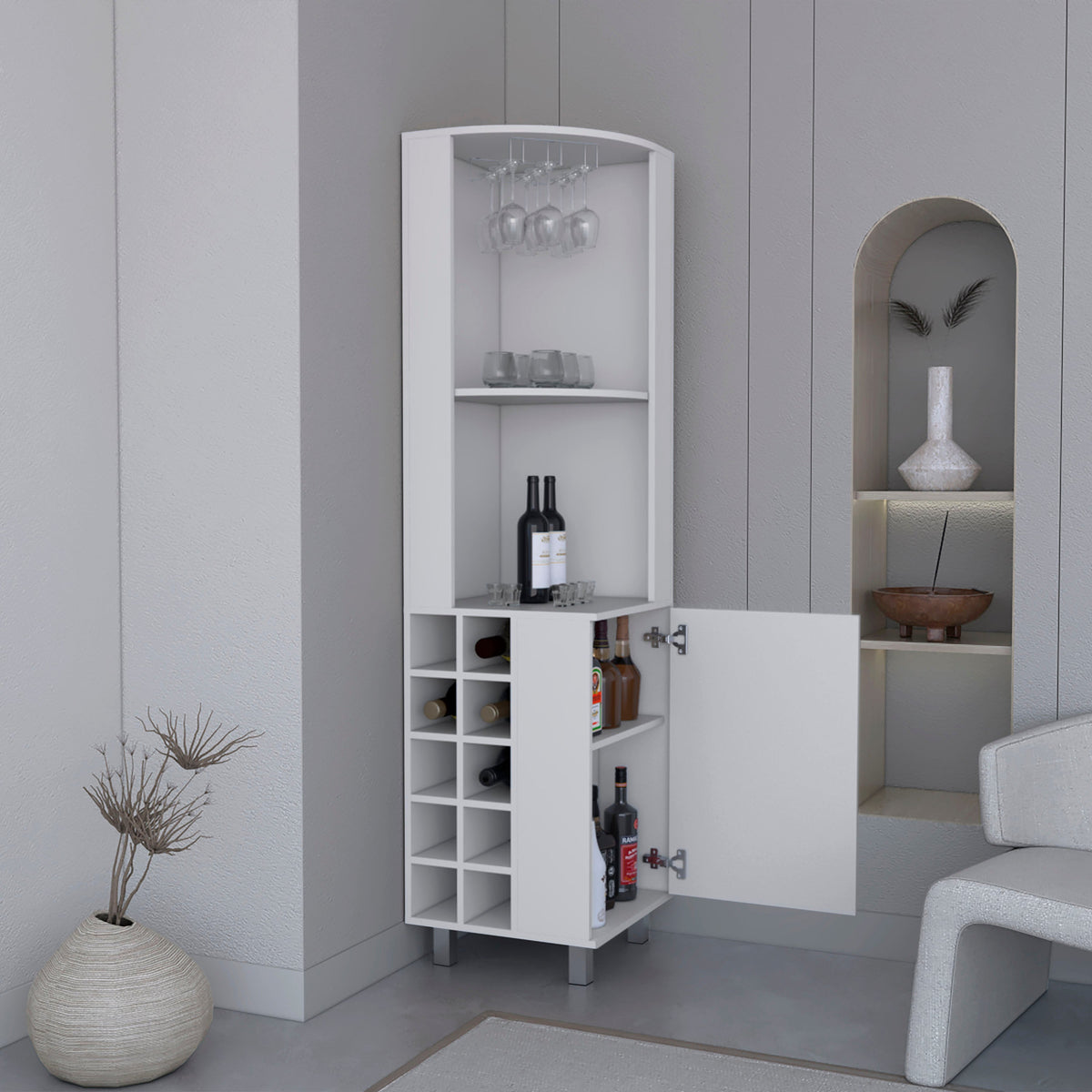 Kaia 70" Tall Corner Bar Cabinet, photo 5 of 8