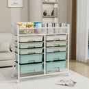 White Large Capacity 2-Row 10-Drawer Rolling Storage Cart