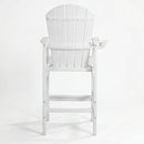 Outdoor Bar Height Adirondack Patio Chair With Cup Holder And Armrests All Weather UV Resistant - White by HouseOfZazla