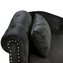 Chaise Lounge Indoor, Lounge Chair For Bedroom With Storage & Pillow, Modern Upholstered Rolled Arm Chase Lounge For Sleeping With Nailhead Trim For Living Room Bedroom Office by HouseOfZazla