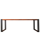 48 Inch Wooden Coffee Table with Double Metal Sled Base, Brown and Black