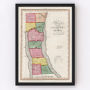 Vintage Map of Seneca County, New York 1840