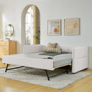 Daybed with Trundle Upholstered Tufted Sofa Bed, Twin Size, Boucle Fabric, Beige (83'x43'x29.5')