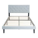 Modern Upholstered Platform Bed Frame With Button Tufted Fabric Headboard by HouseOfZazla