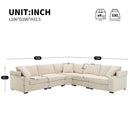 Convertible L Shaped Sectional Corner Couch With Armrest Storage Cup Holders USB Charger, Irregular Corner Oversized Comfy Modular Sofa by Unique Piece Furniture