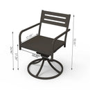 Set of 2 Powder-Coated Steel 360° Swivel Outdoor Dining Chairs with All-Weather Cushions by HouseOfZazla