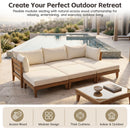 TOPMAX Outdoor Large Daybed Acacia Wood 6-Piece Patio Sofa Set