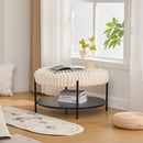 Modern Upholstered Round Ottoman Coffee Table With Storage Shelf by HouseOfZazla