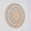Floral Hand Carved Mandala Round Wall Decor - Brown / Antique White
